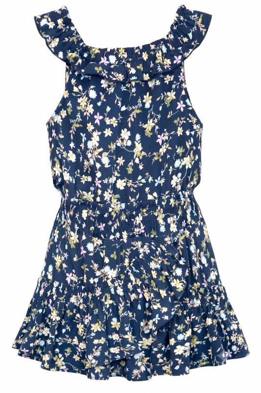 Big Girls Floral Print Ruffled Sleeveless Dress