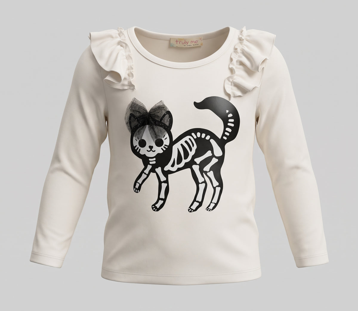 TEE WITH CAT IN SKELETON COSTUME