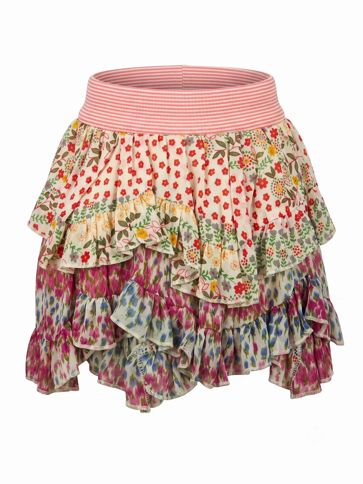 SKIRT WITH MULTI DESIGNS AND FLOWERS