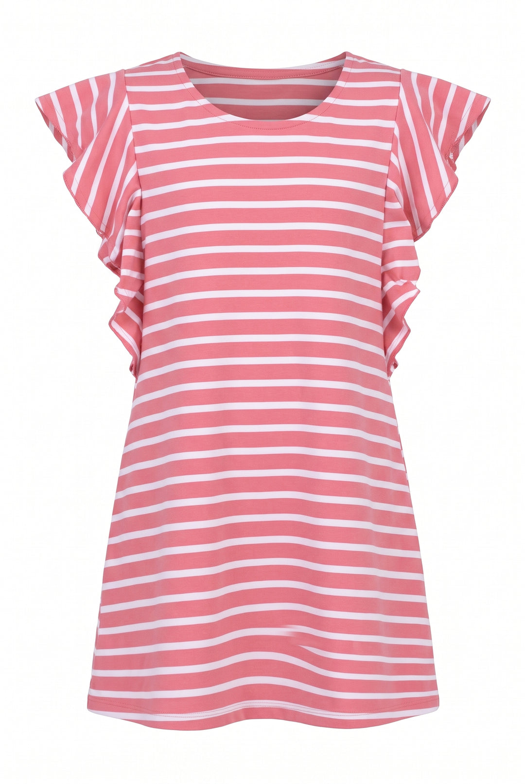 Big Girls Ruffled Short Sleeve Striped T-shirt Dress