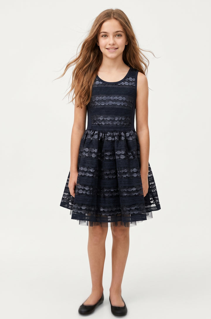 ORGANZA AND FAUX LEATHER PARTY DRESS