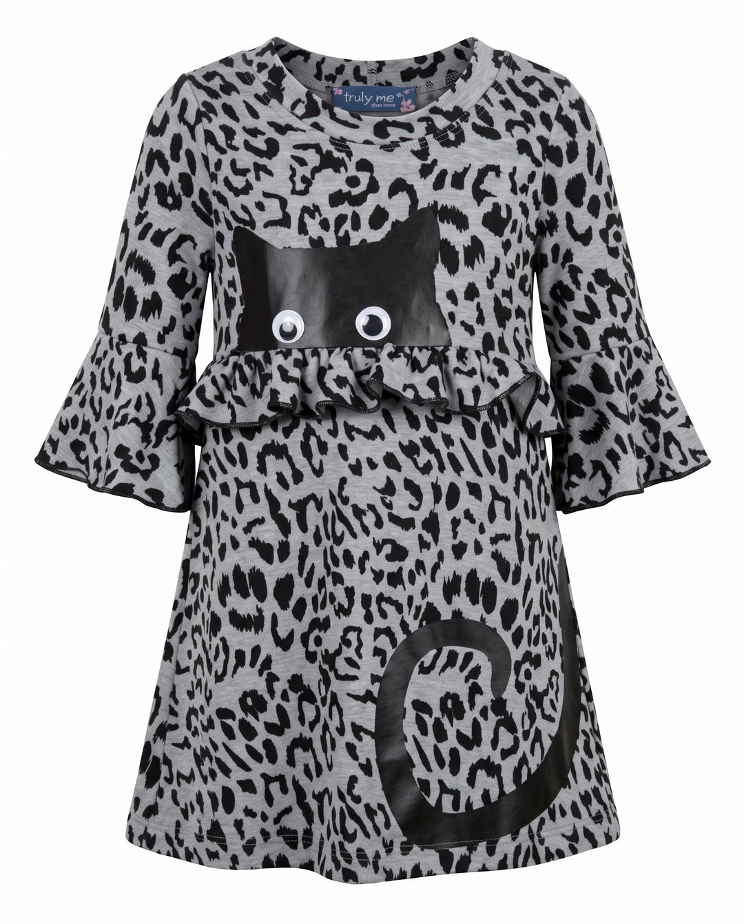 ANIMAL PRINT DRESS WITH BLACK CAT