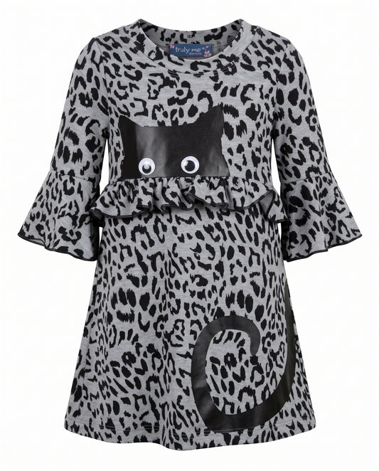 ANIMAL PRINT DRESS WITH BLACK CAT