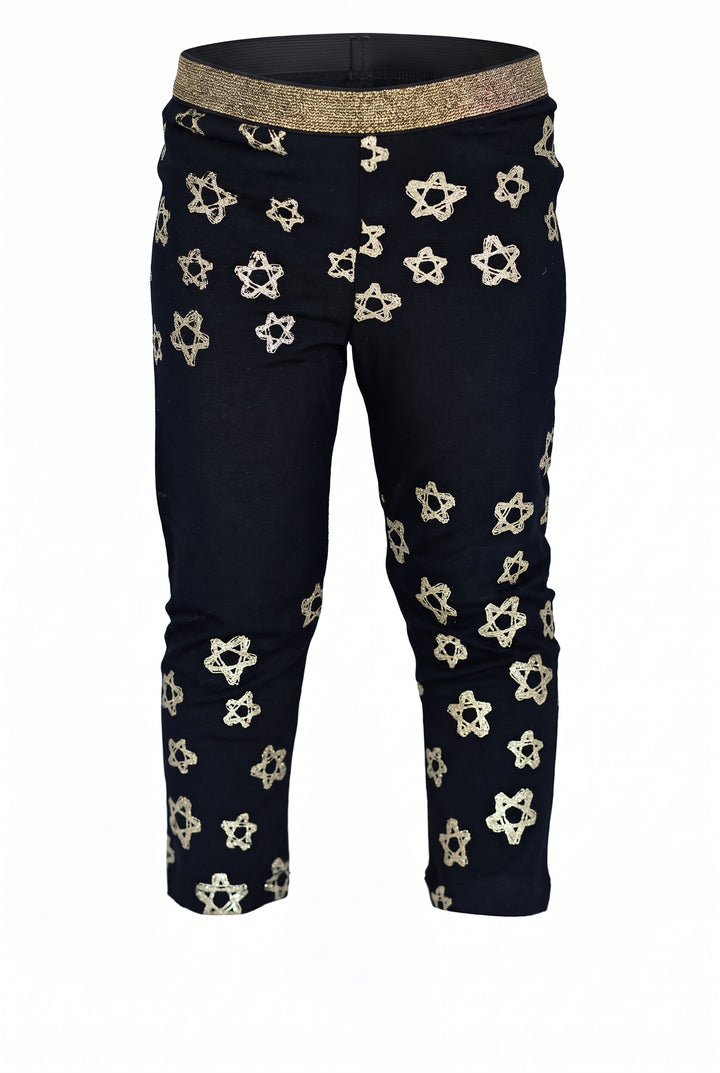 Little Girls Gold Glitter Star Leggings