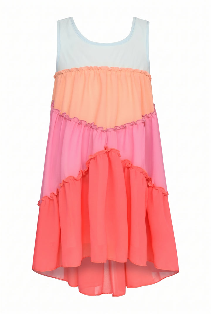 EMPIRE COLOR BLOCK FLOWY DRESS