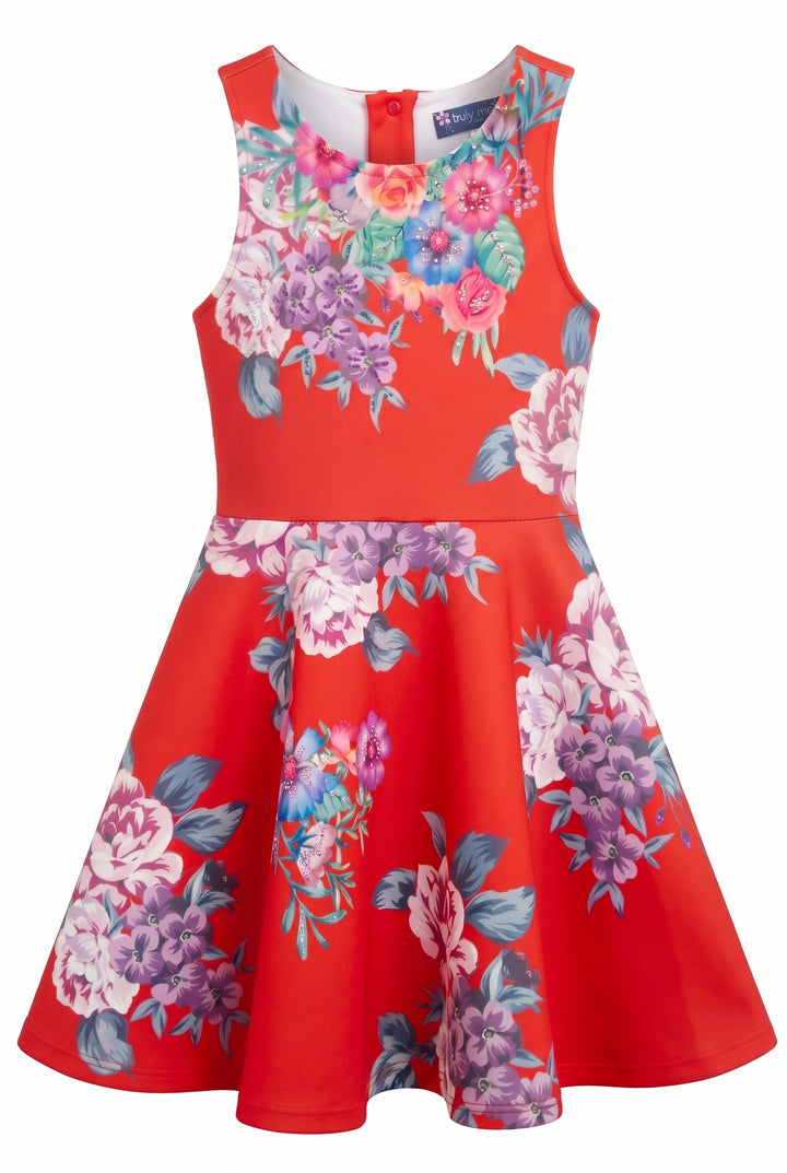 Big Girls Sleeveless Floral Fit and Flare Skater Dress