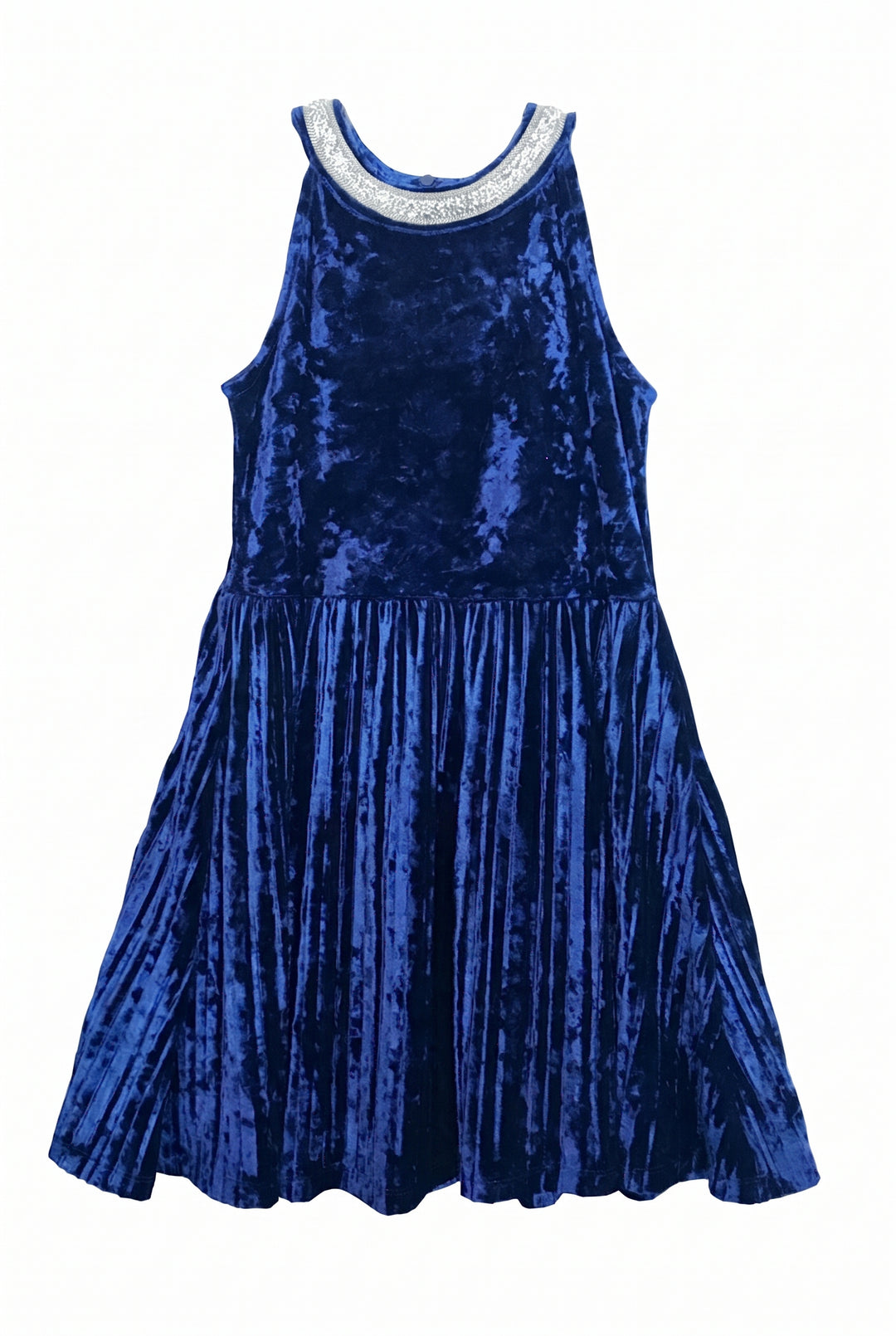 Big Girls Halter Neck Pleated Velvet Party Dress