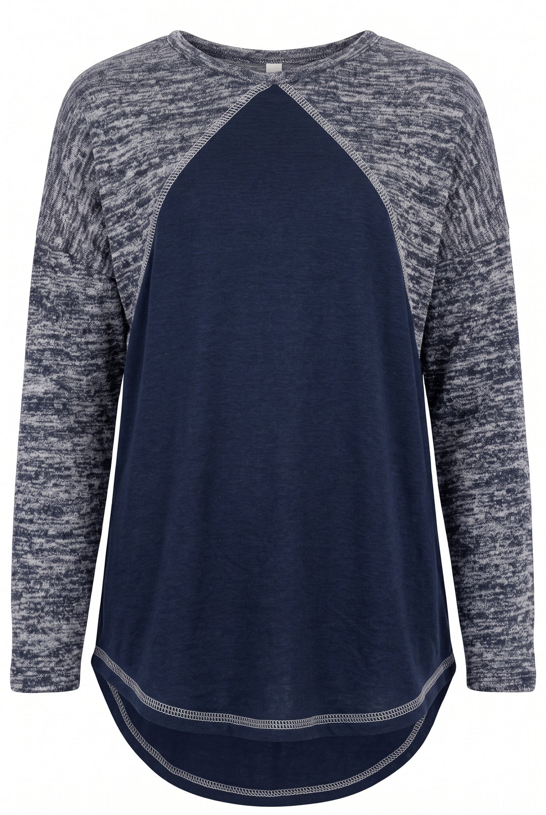 Little Girl’s Heather Printed Baseball Curved Hem Top