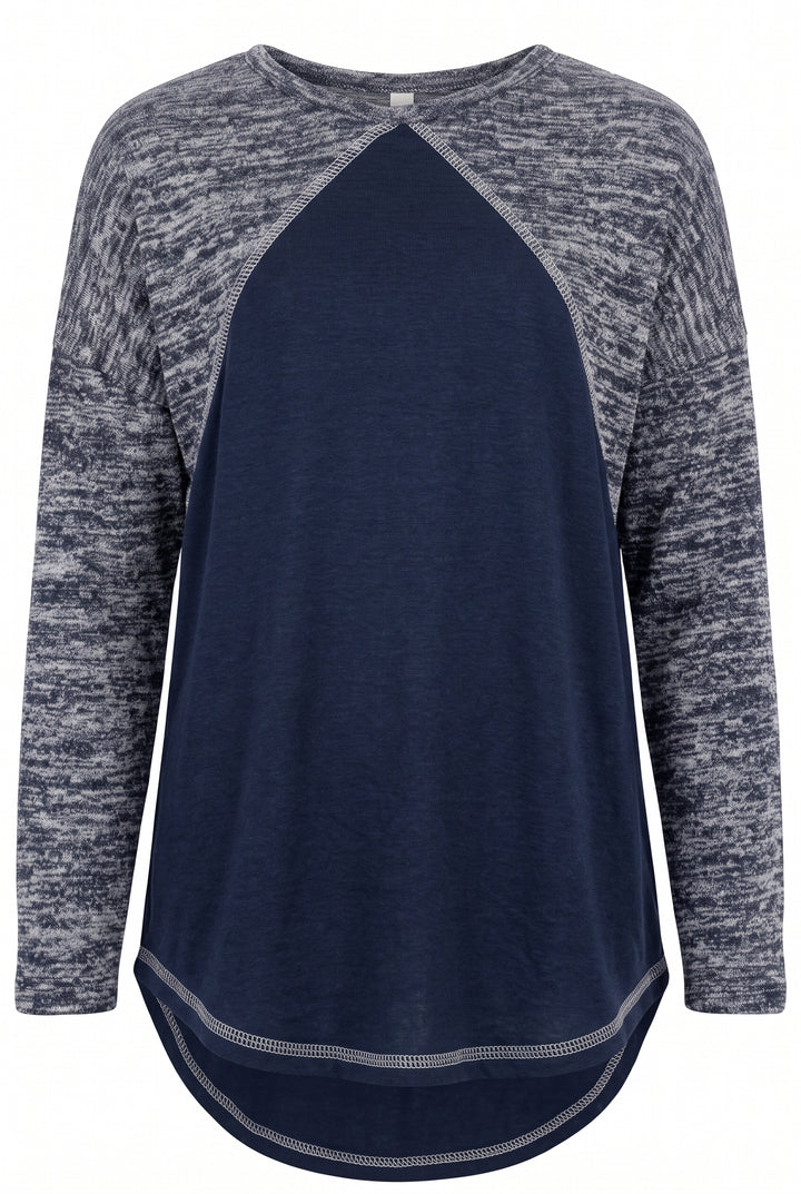 Little Girl’s Heather Printed Baseball Curved Hem Top