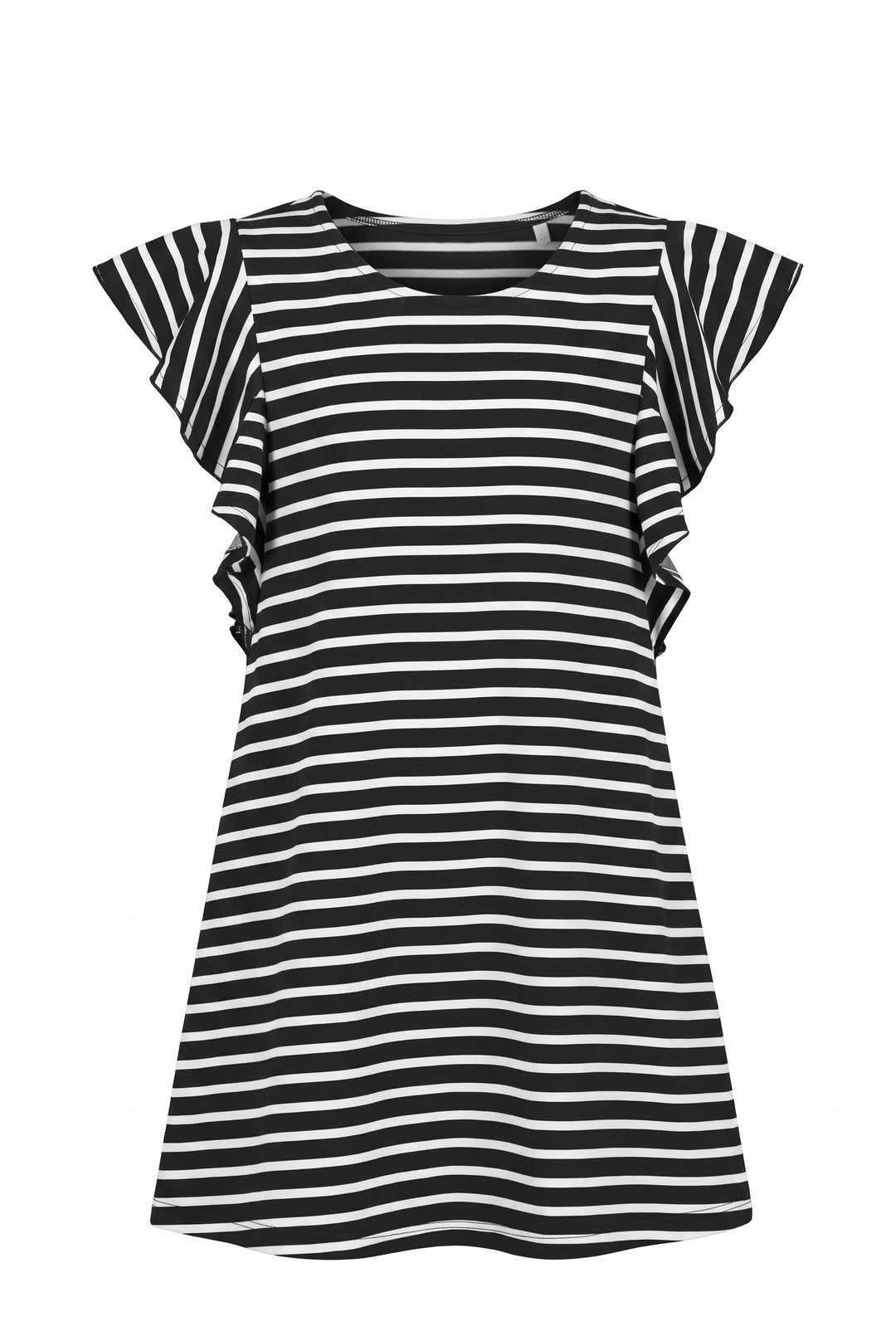 Big Girls Ruffled Short Sleeve Striped T-shirt Dress