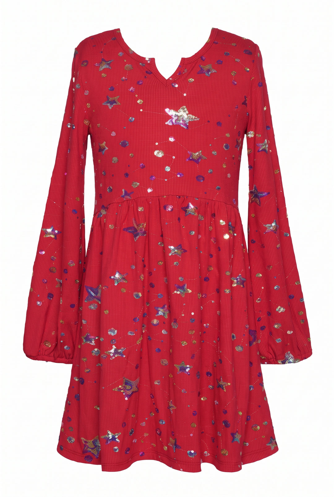 Little l Big l Tween Sequined Star Babydoll Ribbed Dress
