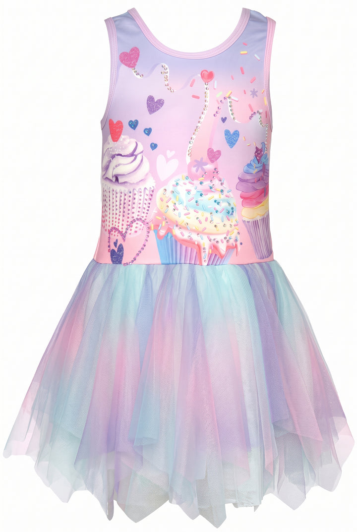 Toddler l Little Girl’s Pastel Heart Rhinestone Cupcake Hanky Dress