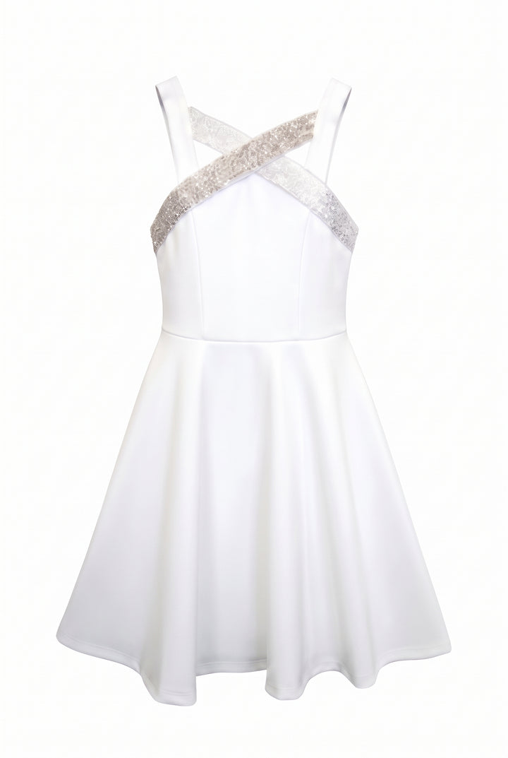Big Girls Criss Cross Neck Fit and Flare Party Dress