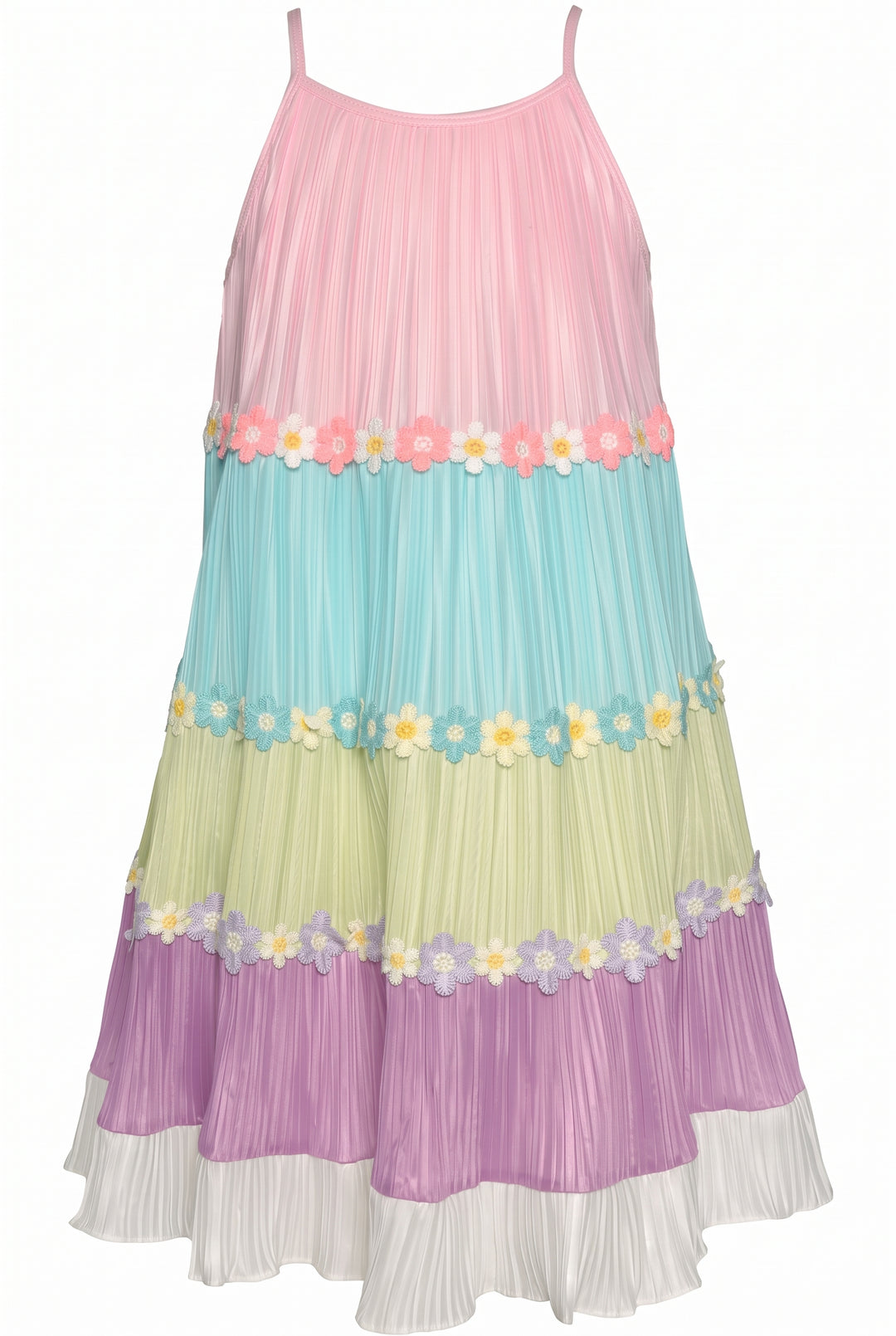 Little Big Tween Girls Plisse Embroidered Daisy Swing Dress