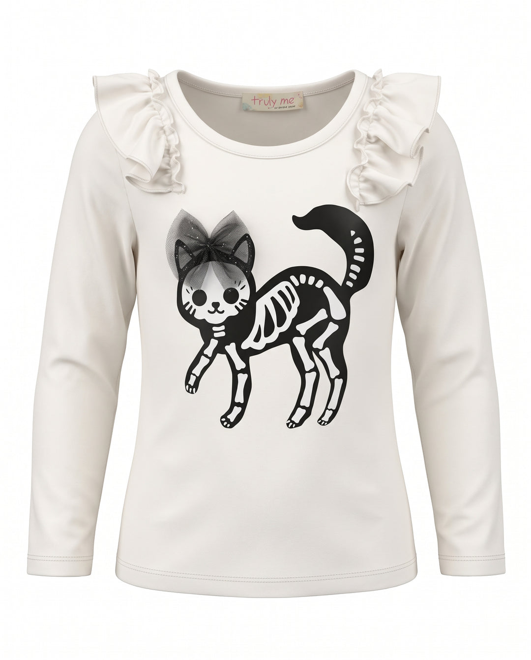 TEE WITH CAT IN SKELETON COSTUME