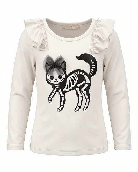 TEE WITH CAT IN SKELETON COSTUME