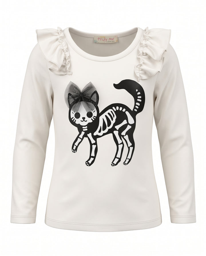TEE WITH CAT IN SKELETON COSTUME