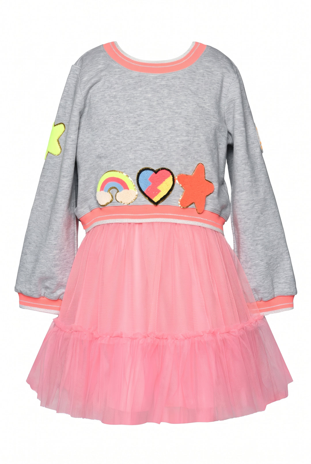 Infant l Toddler l Little Girls Twofer Mesh Neon Patch Dress