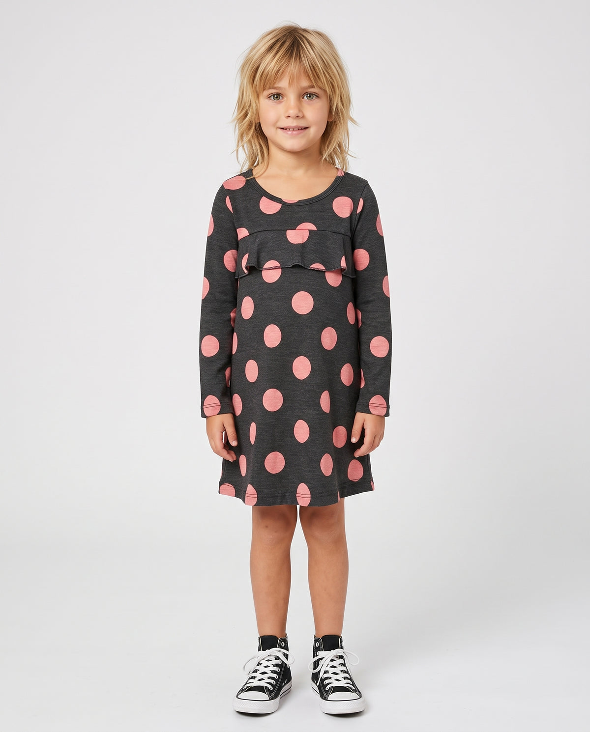 POLKA DOT RUFFLE DRESS