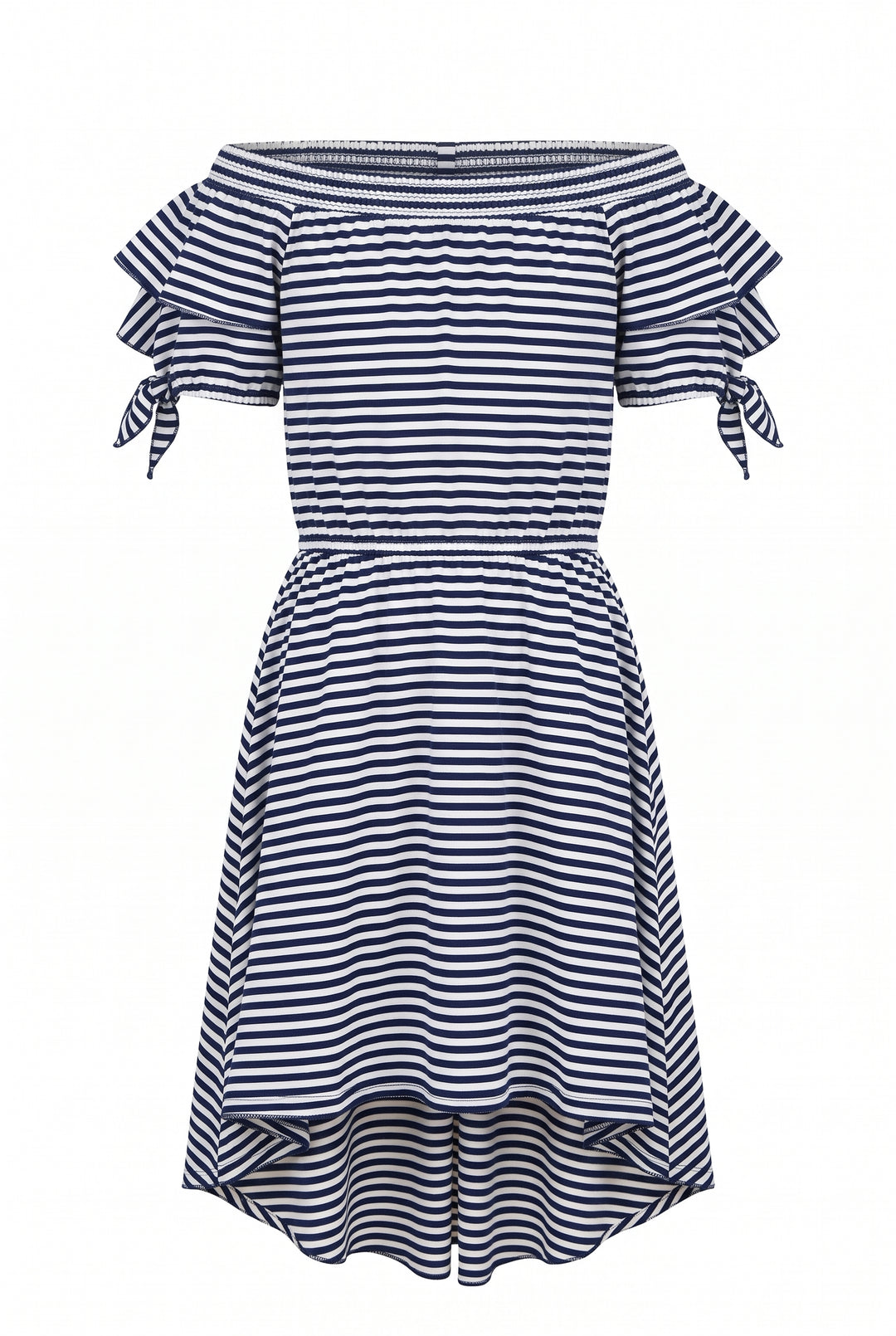 Big Girls Off The Shoulder Striped High-Low Dress