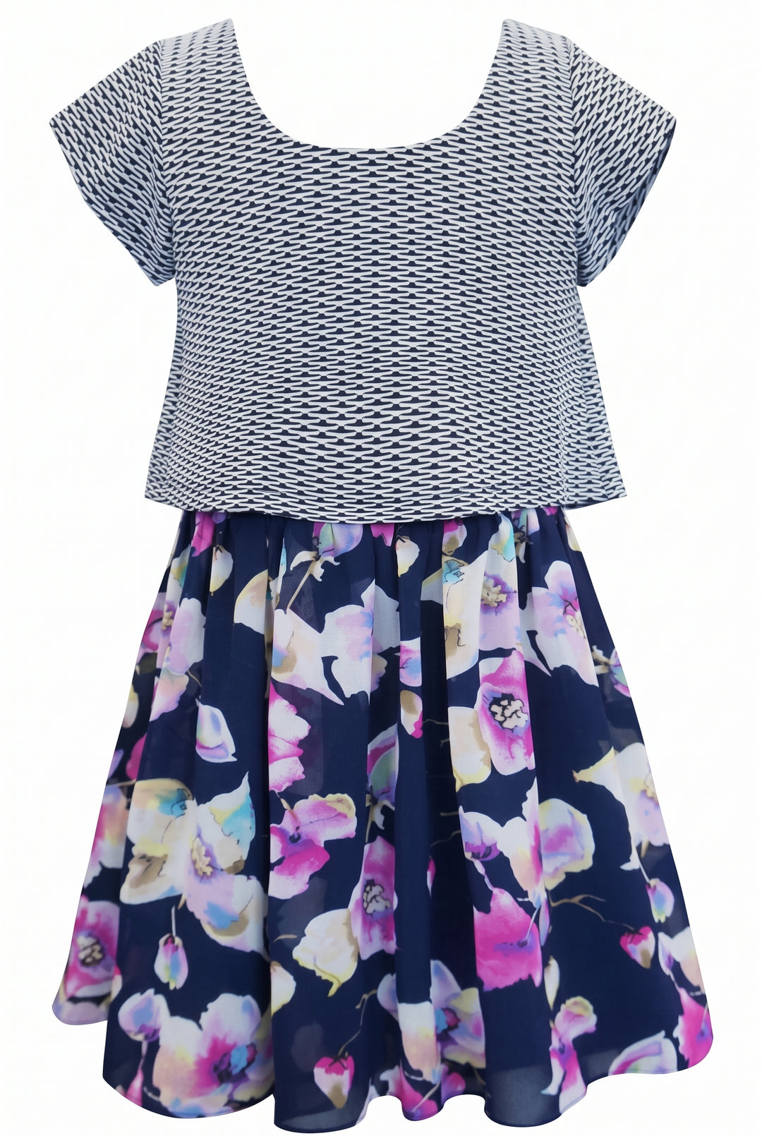 Little I Big Girls Abstract Watercolor Floral Dress
