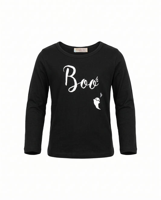Little Girls Boo Little Ghost Long Sleeve Halloween Top