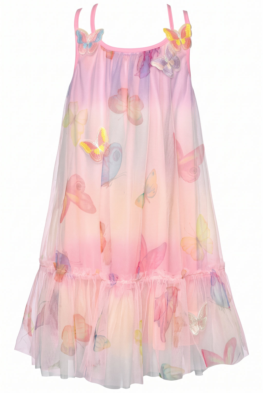 Infant I Toddler l Little Girl’s Butterfly Patch Mesh Pastel Dress