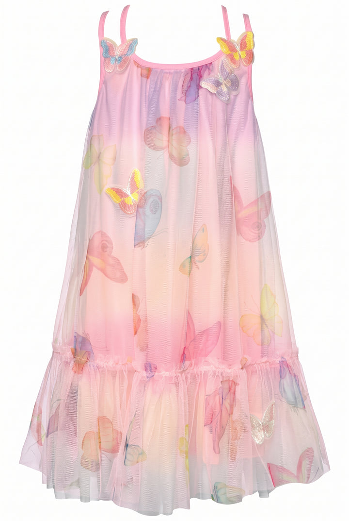 Infant I Toddler l Little Girl’s Butterfly Patch Mesh Pastel Dress