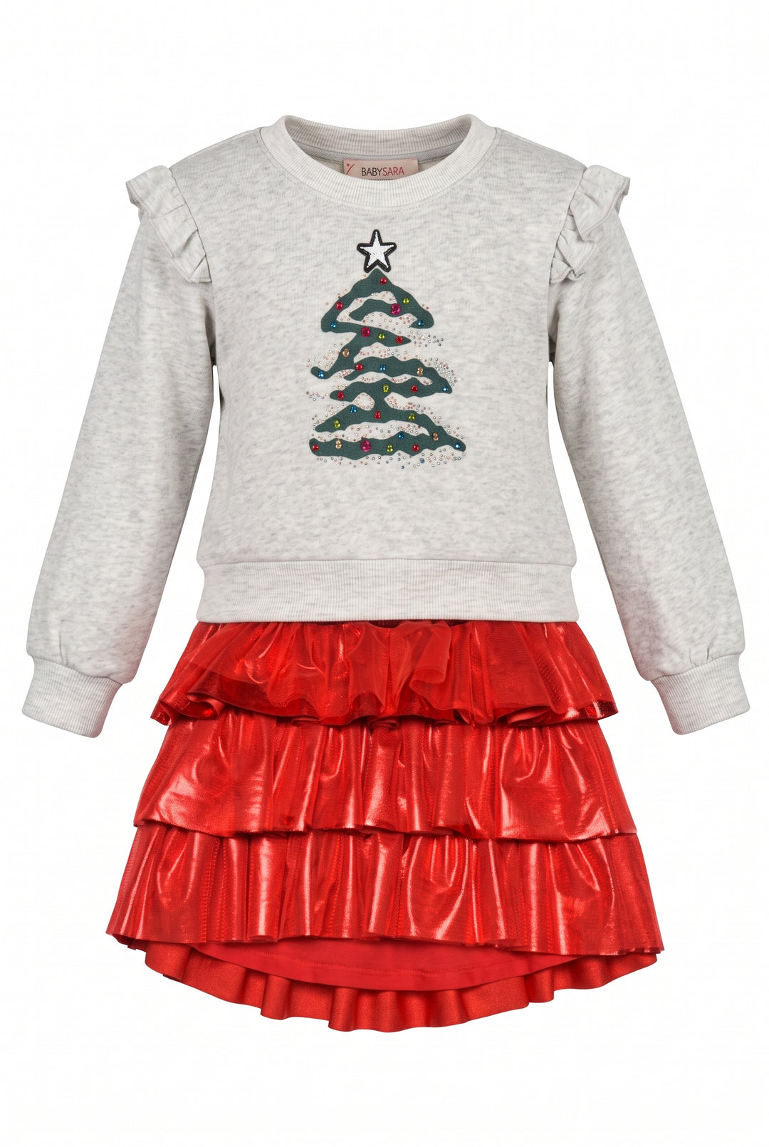 TIERED MOCK 2-FER TREE DRESS
