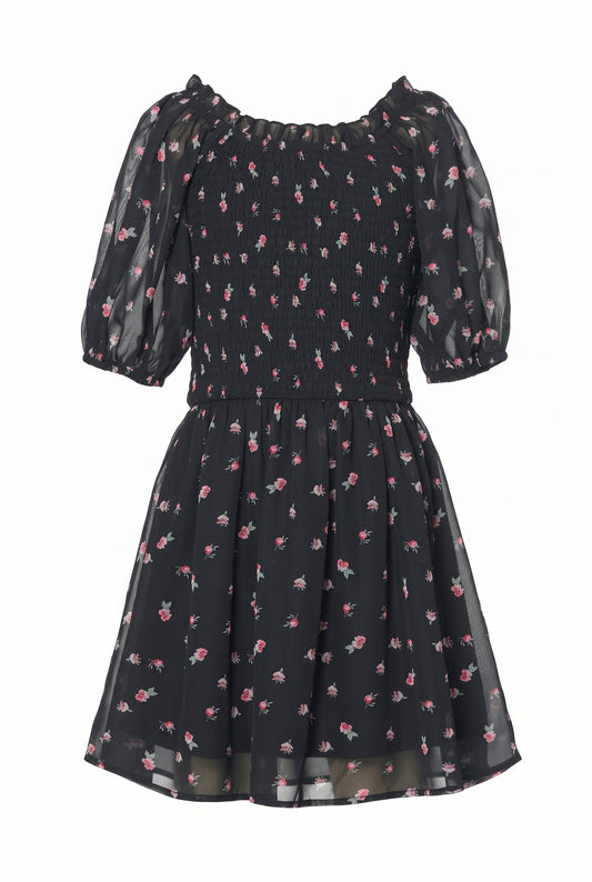 BALLOON SLEEVE PEASANT DRESS