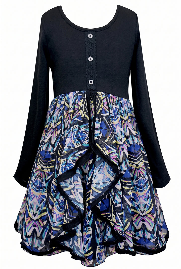 Big Girls Geometric Abstract Print Dress