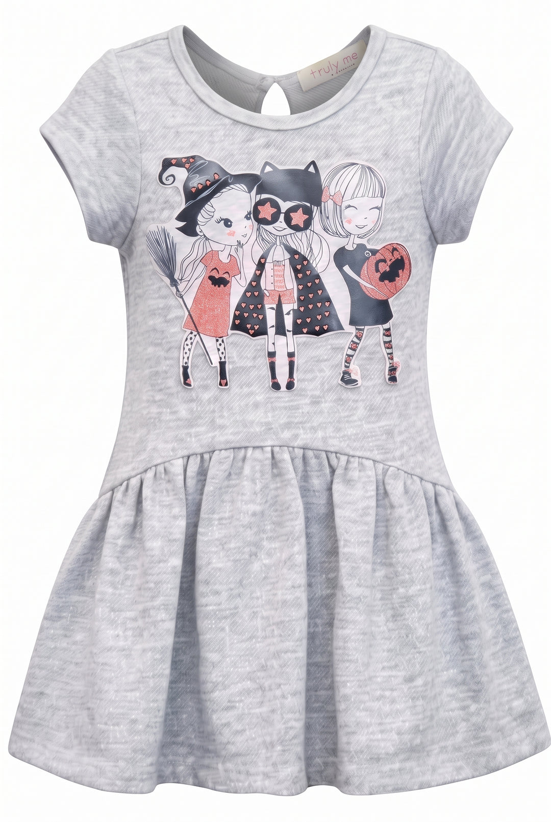 Little Girls Short Sleeve Trick or Treat Besties Halloween Dress