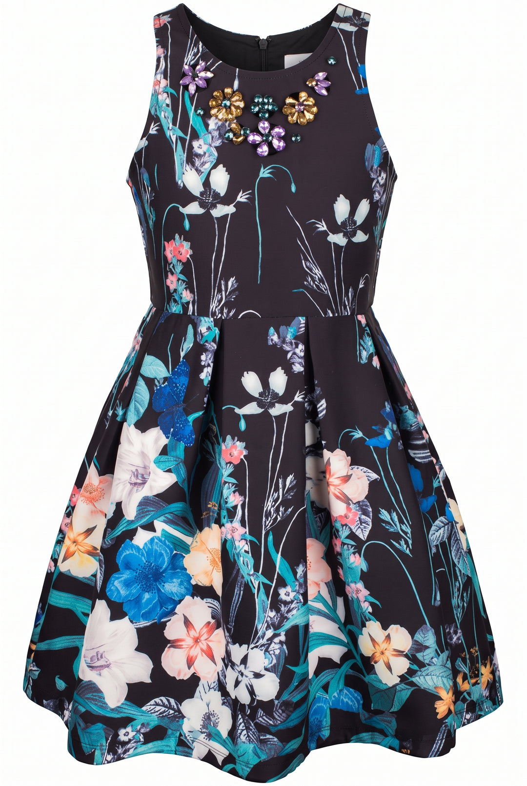 Little I Big Girls Statement Floral Skater Dress