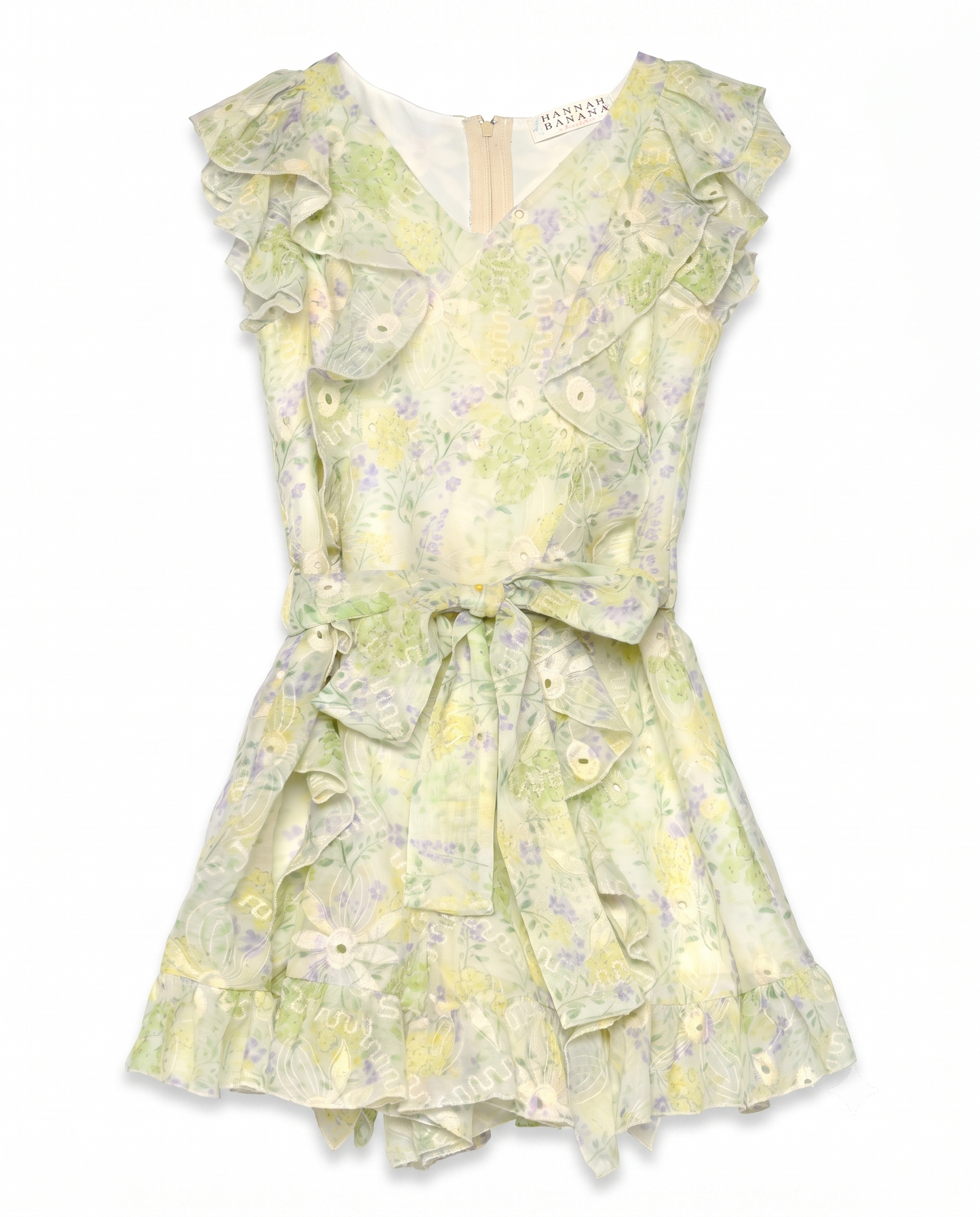 RUFFLE ROMPER WITH WAIST TIE