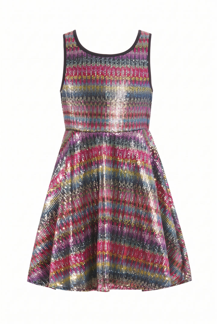 Big Girls Fit and Flare Metallic Party Dress