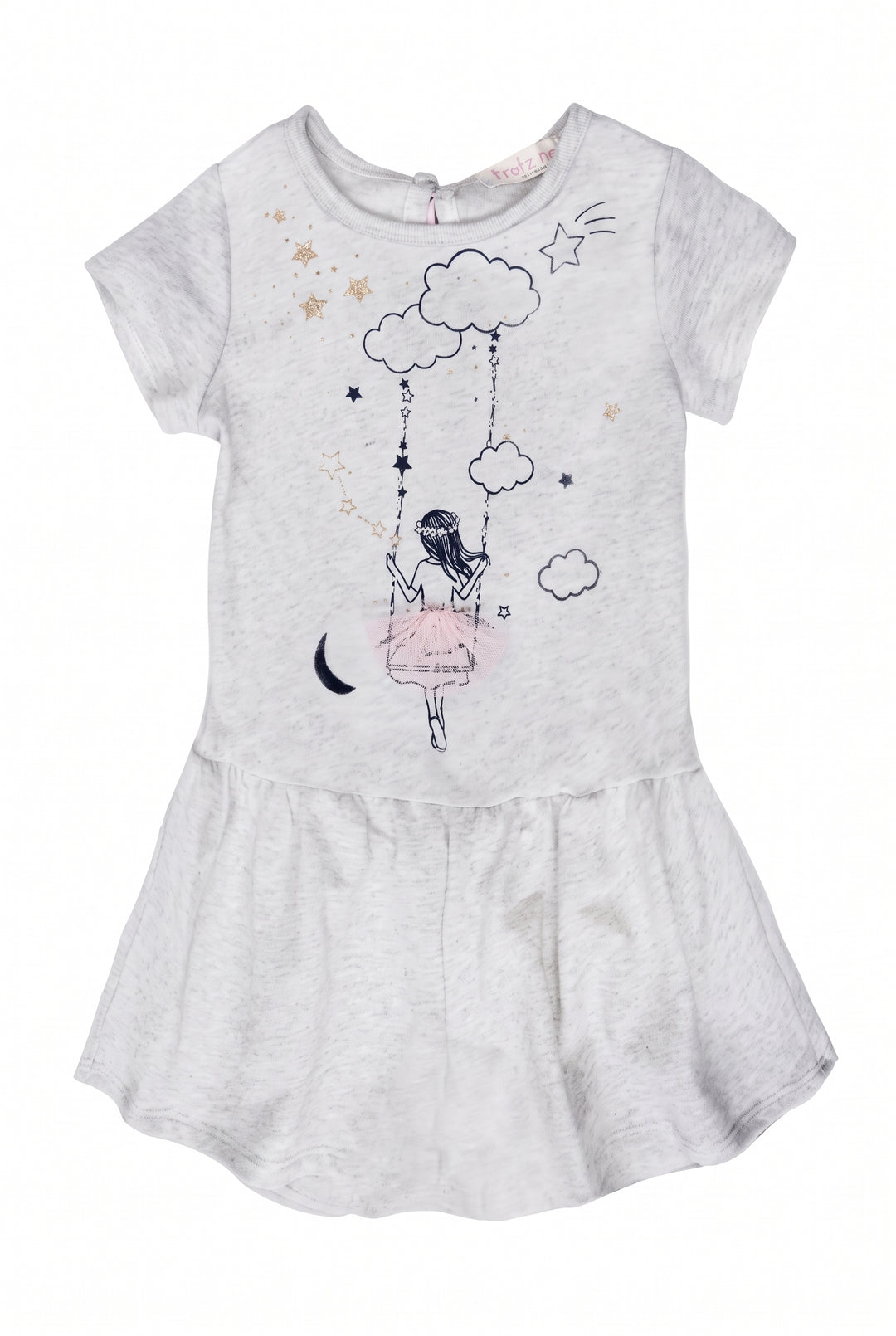 Little Girls Short Sleeve Casual Graphic Knit Dress