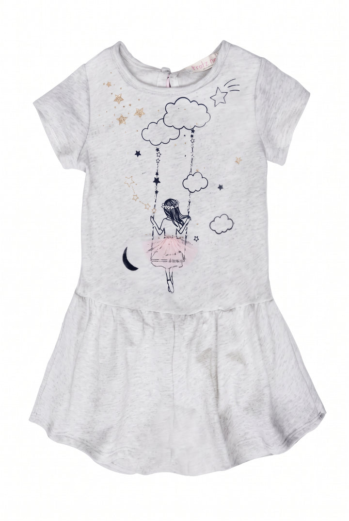 Little Girls Short Sleeve Casual Graphic Knit Dress