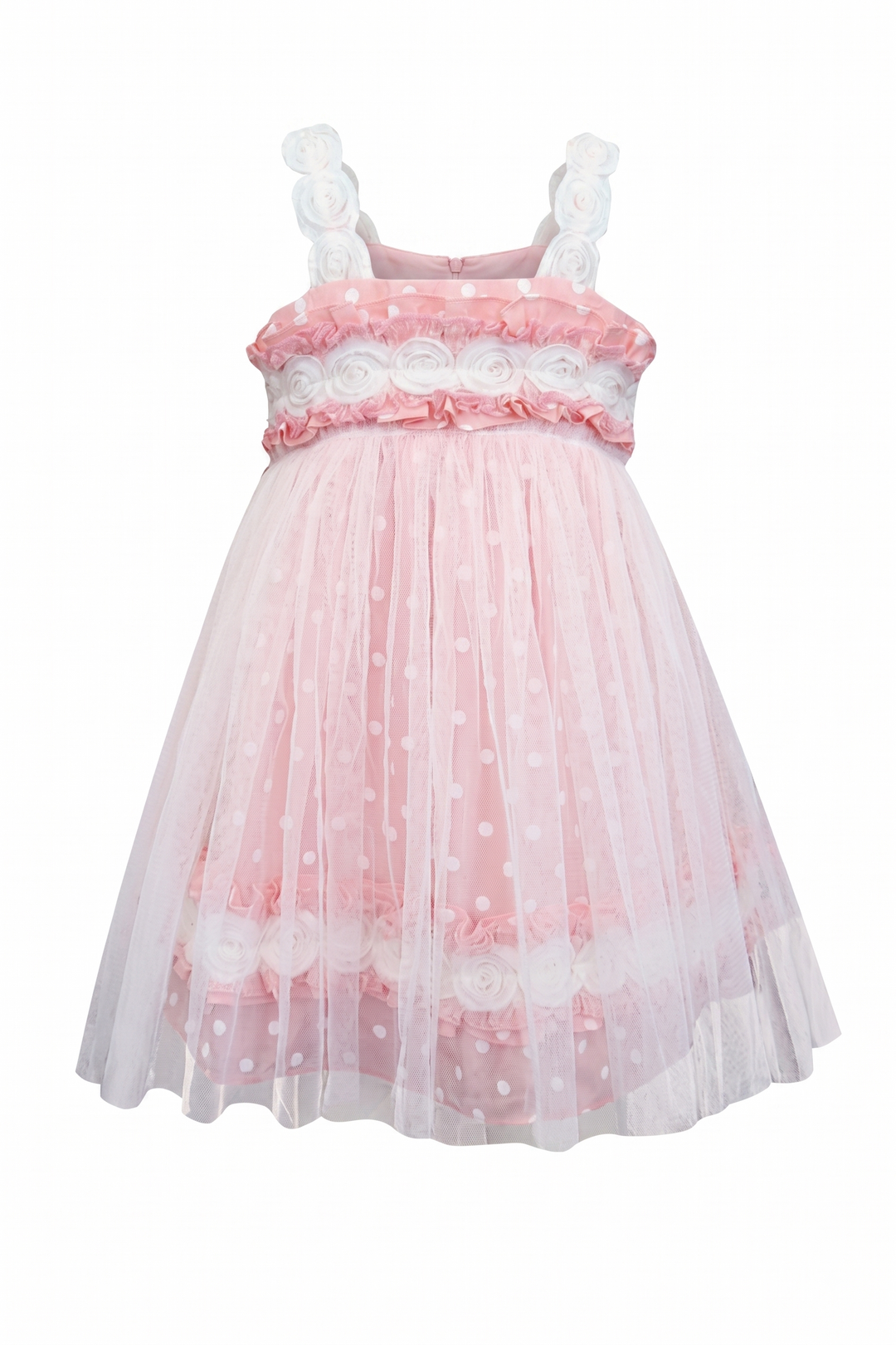 PINK POLKA DOT MESH SLEEVELESS DRESS