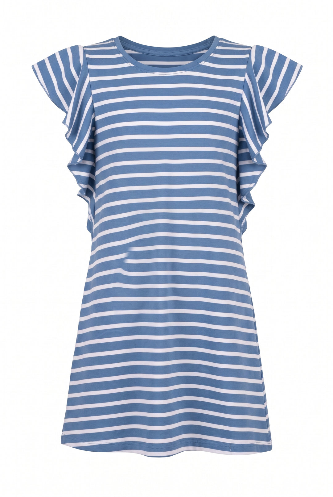 Big Girls Ruffled Short Sleeve Striped T-shirt Dress