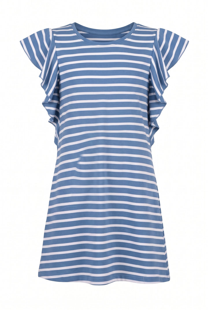 Big Girls Ruffled Short Sleeve Striped T-shirt Dress