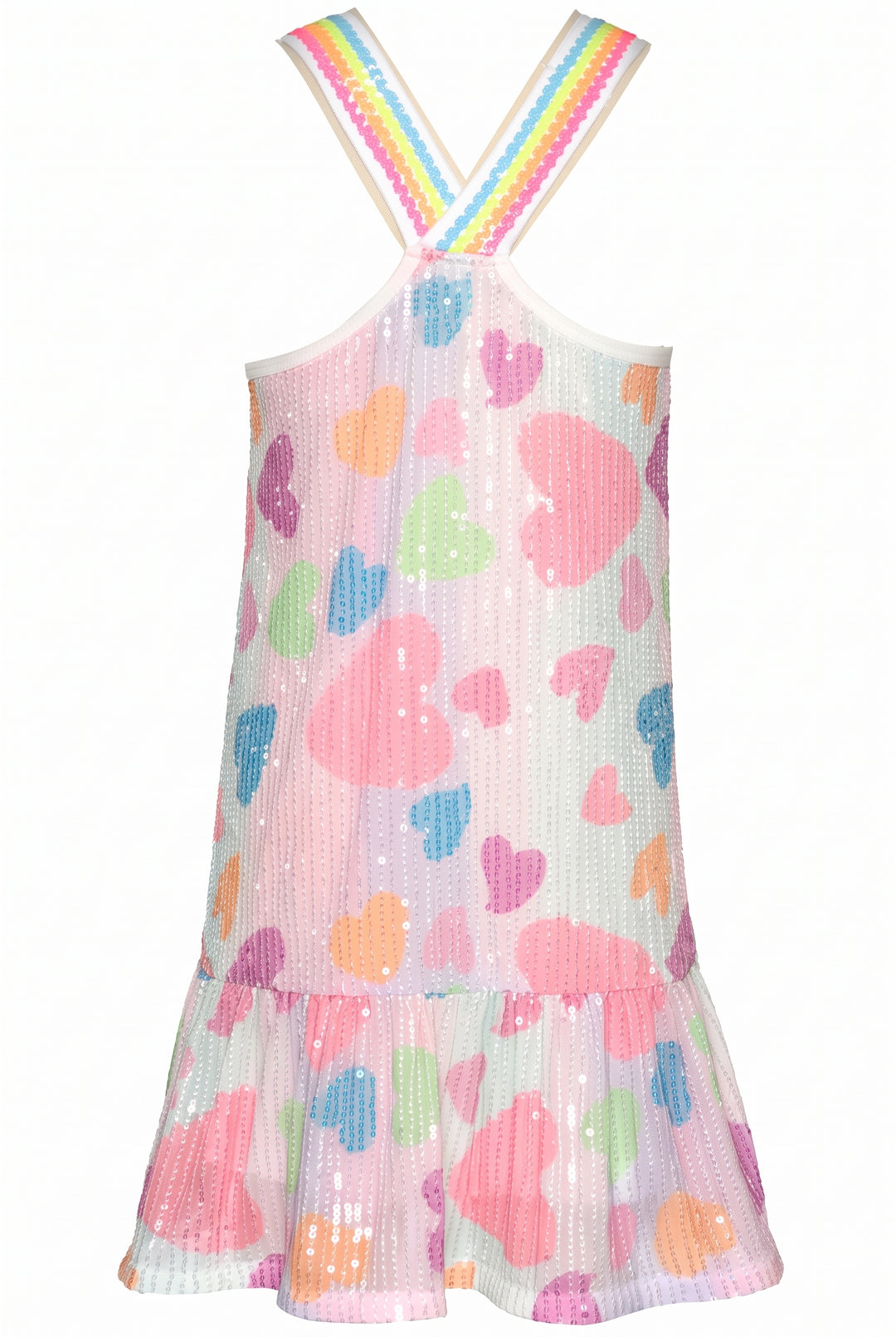 Infant l Little Girl’s Pastel Striped Sequin Heart A-Line Dress