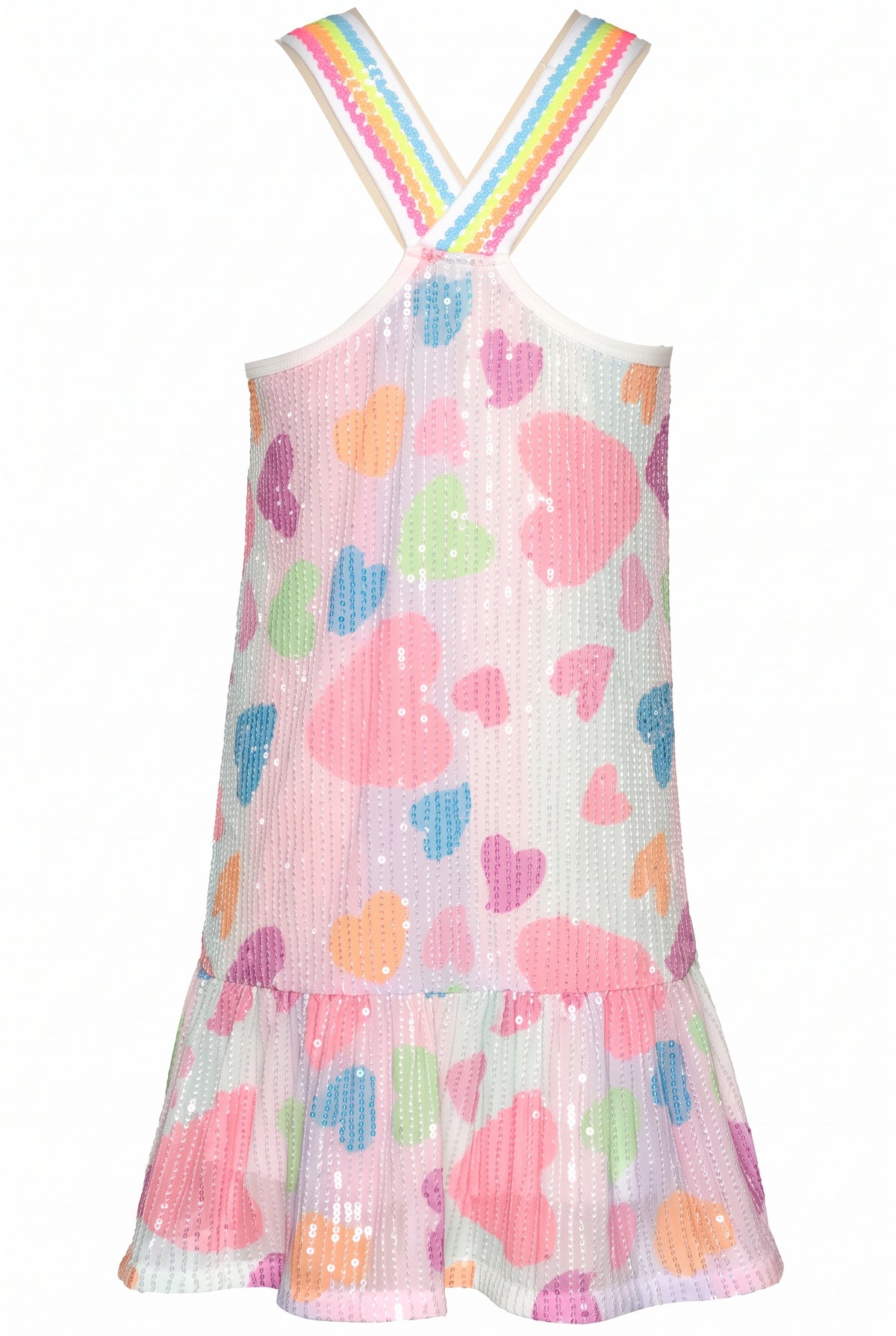 Infant l Little Girl’s Pastel Striped Sequin Heart A-Line Dress