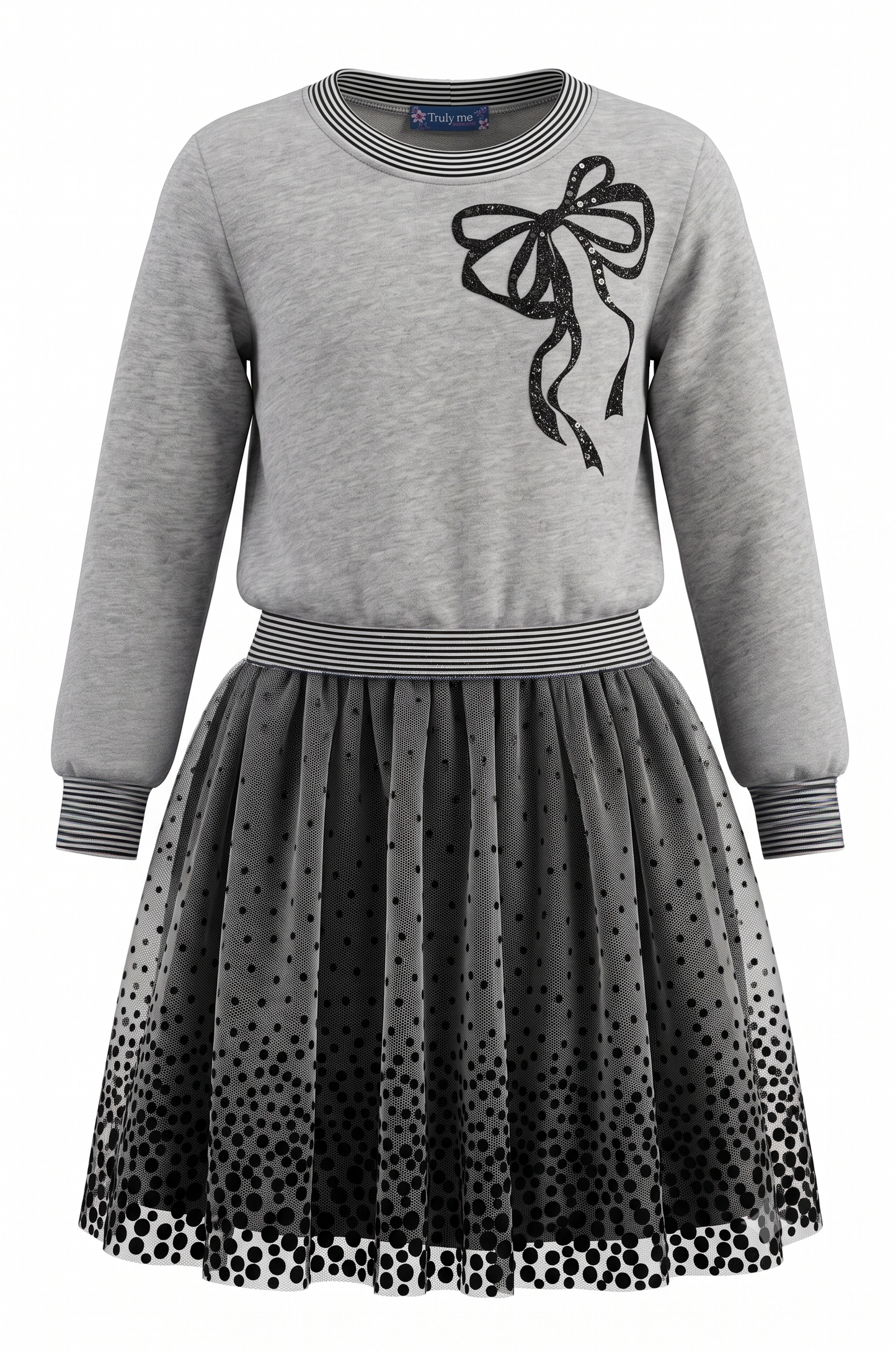 Big Girls Bow Polka Dot Twofer Dress