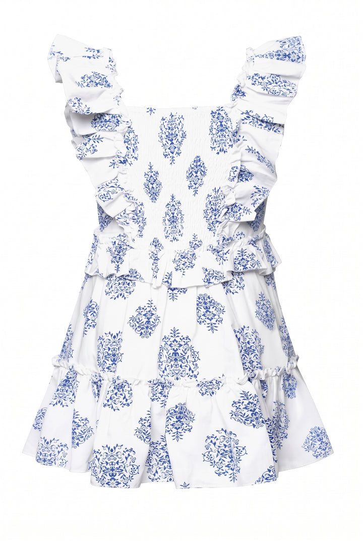 PRINTED RUFFLE FRONT DRESS
