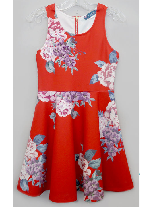 Big Girls Sleeveless Floral Fit and Flare Skater Dress