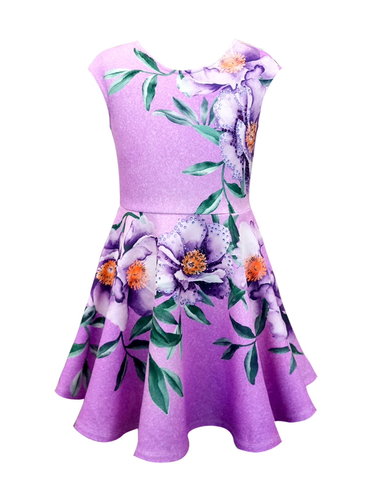 FLORAL PRINTED FIT AND FLARE DRESS