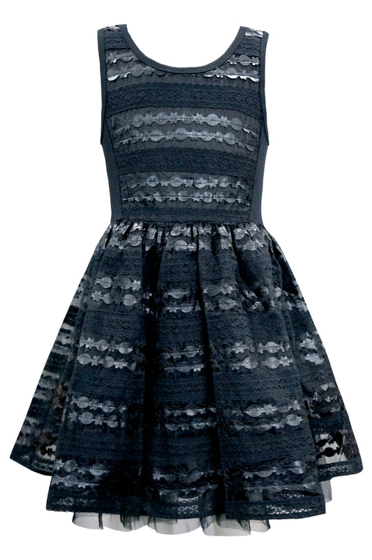 ORGANZA AND FAUX LEATHER PARTY DRESS