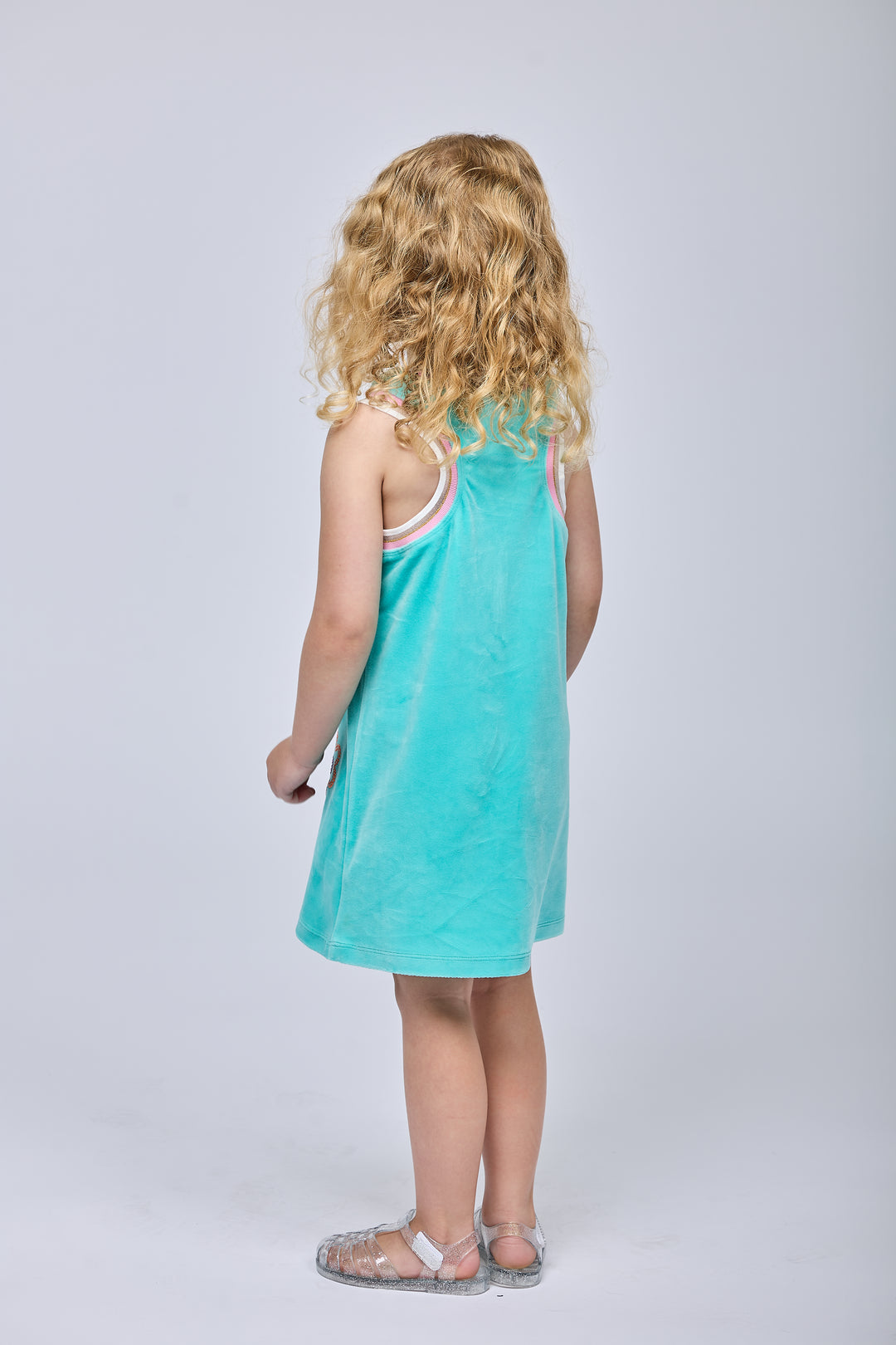 A-LINE VELOUR DRESS W/ FLOWER DETAIL