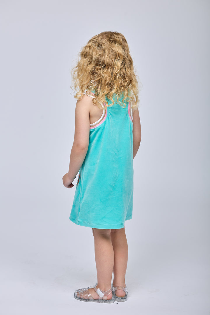 A-LINE VELOUR DRESS W/ FLOWER DETAIL