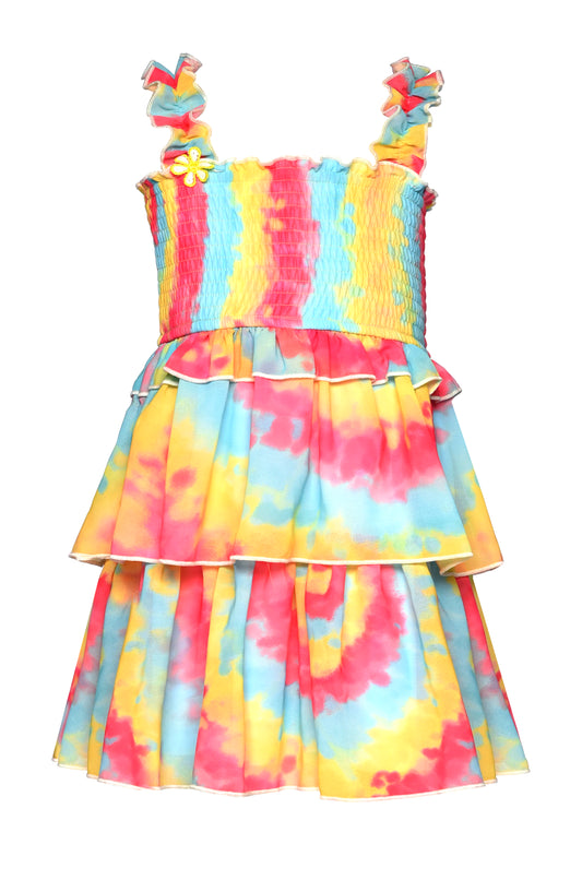 RAINBOW TIE DYE PRINT DRESS